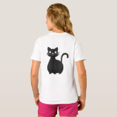 Grappige zwarte kat grote ogen knuffel kat illustr t-shirt (Achterkant volledig)