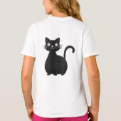 Grappige zwarte kat grote ogen knuffel kat illustr t-shirt (Achterkant)