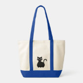Grappige zwarte kat grote ogen knuffel kat illustr tote bag (Achterkant)