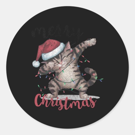 Grappige zwarte kat Halloween Grappige kerst Ronde Sticker (Voorkant)