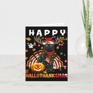 Grappige zwarte kat Halloween Kerstkat Happy Hall Kaart