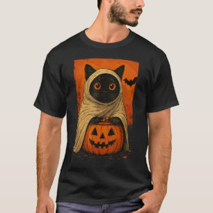 Grappige zwarte kat Halloween pompoen Spooky G T-shirt