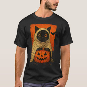 Grappige zwarte kat Halloween pompoen Spooky Ghost T-shirt