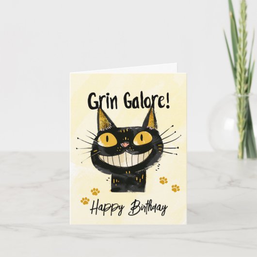 Grappige zwarte kat Happy Birthday Kaart (Voorkant)