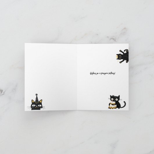 Grappige zwarte kat Happy Birthday Kaart (Binnen)