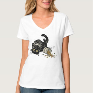 Grappige Zwarte Kat heeft Ramen Noedels Gemorst T-shirt