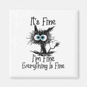 Grappige zwarte kat Het is prima in orde Alles is  Magneet