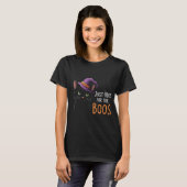 Grappige zwarte kat hier voor het boe t-shirt | C (Voorkant volledig)