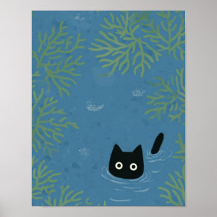 Grappige Zwarte Kat Hoesje voor Telefoon Poster