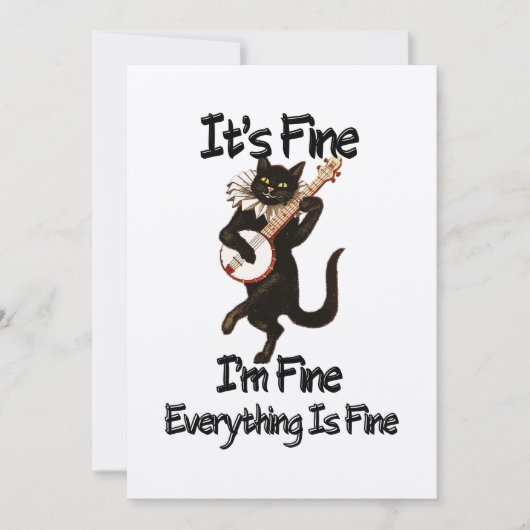 Grappige zwarte kat "Ik ben prima" Vakantie Groet  Feestdagenkaart (Voorkant)