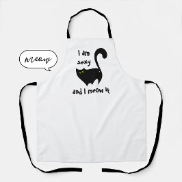 Grappige zwarte kat ik ben sexy en ik miauw het schort