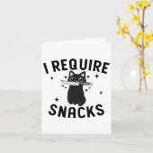 Grappige zwarte kat, ik heb snacks nodig kaart (Gele Bloem)