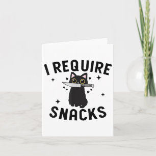 Grappige zwarte kat, ik heb snacks nodig kaart