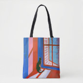 Grappige zwarte kat in het raam tote bag (Voorkant)