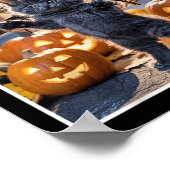 Grappige zwarte kat in vleermuiskostuum Schattige  Poster (Hoek)