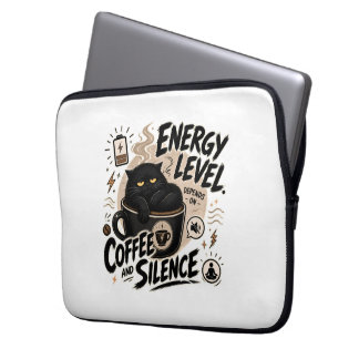 Grappige Zwarte Kat Introvert Laptop Hoes