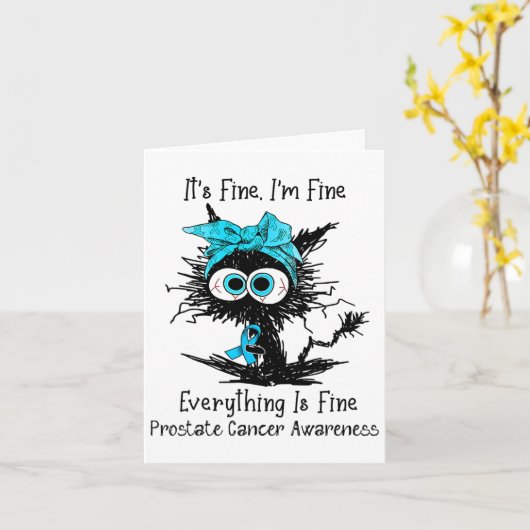 Grappige zwarte kat is prima ik ben prima prostaat kaart (Gele Bloem)