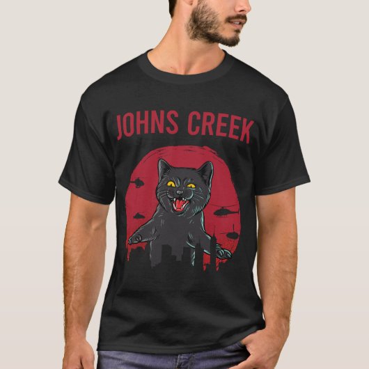 Grappige Zwarte Kat Johns Creek T-shirt (Voorkant)