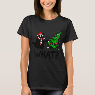 Grappige Zwarte Kat Kado Die Kerstboom Omverduwt C T-shirt