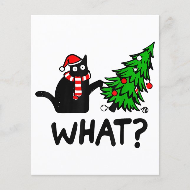 Grappige Zwarte Kat Kado Kerstboom Omverduwen C (Voorkant)