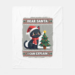 Grappige Zwarte Kat Kerst Meneer ik kan het uitleg Fleece Deken