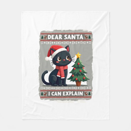 Grappige Zwarte Kat Kerst Meneer ik kan het uitleg Fleece Deken (Voorkant)
