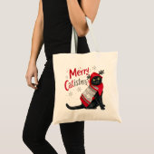 Grappige Zwarte Kat Kerst Ontwerp Tote Bag (Voorkant (product))