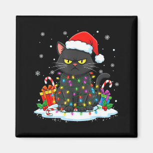Grappige Zwarte Kat Kerst Voor Mannen Vrouwen Jeug Magneet