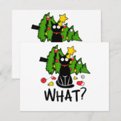 Grappige Zwarte Kat Kerstboom Kerstman Merry Humor Feestdagenkaart (Voorkant / Achterkant)