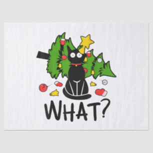 Grappige Zwarte Kat Kerstboom Kerstman Merry Humor Tissuepapier