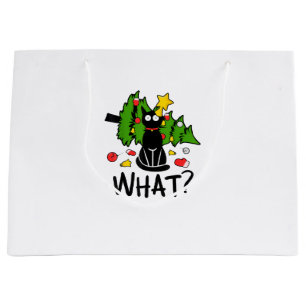 Grappige Zwarte Kat Kerstboom Kerstman Merry Santa Groot Cadeauzakje