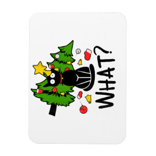 Grappige Zwarte Kat Kerstboom Kerstman Merry Santa Magneet
