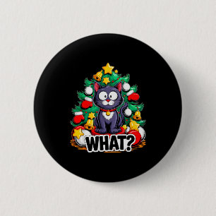 Grappige Zwarte Kat Kerstboom Kerstmis Humor Kat Ronde Button 5,7 Cm