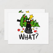 Grappige Zwarte Kat Kerstboom Kerstmis Santa Humor Feestdagenkaart (Voorkant / Achterkant)