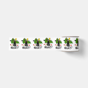 Grappige Zwarte Kat Kerstboom Kerstmis Santa Humor Grosgrain Lint
