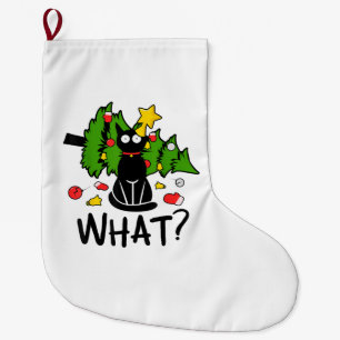 Grappige Zwarte Kat Kerstboom Kerstmis Santa Humor Grote Kerstsok