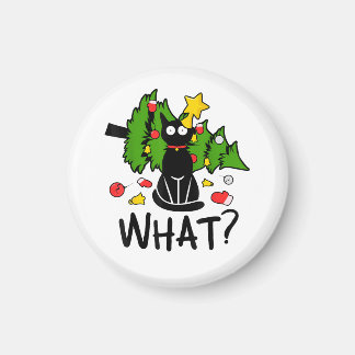 Grappige Zwarte Kat Kerstboom Kerstmis Santa Humor Magneet
