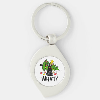 Grappige Zwarte Kat Kerstboom Kerstmis Santa Humor Sleutelhanger