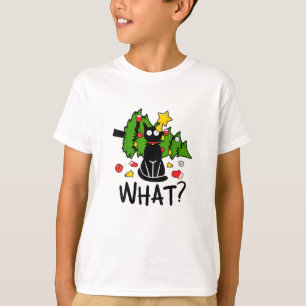 Grappige Zwarte Kat Kerstboom Kerstmis Santa Humor T-shirt