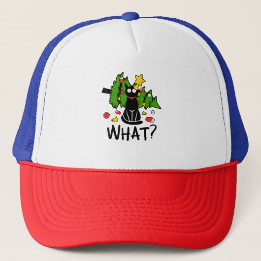 Grappige Zwarte Kat Kerstboom Kerstmis Santa Humor Trucker Pet (Voorkant)