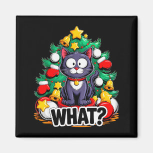 Grappige Zwarte Kat Kerstboom Merry Kerstmis Humor Magneet