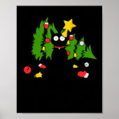 Grappige Zwarte Kat Kerstboom Vrolijke Xmas Humor  Poster (Voorkant)
