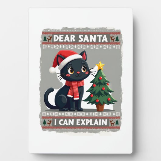 Grappige Zwarte Kat Kerstmis Beste Sint, Ik Kan He Fotoplaat (voorkant)
