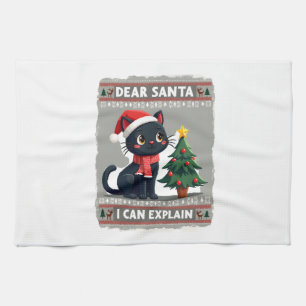 Grappige Zwarte Kat Kerstmis Beste Sint, Ik Kan He Theedoek