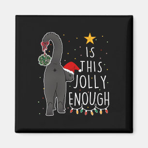 Grappige zwarte kat Kerstmis is deze vrolijk genoe Magneet
