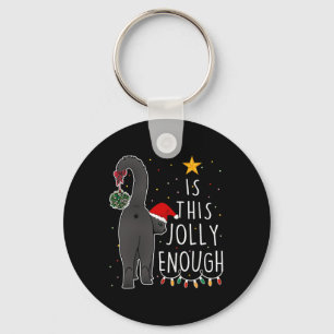 Grappige zwarte kat Kerstmis is deze vrolijk genoe Sleutelhanger