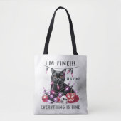 Grappige zwarte kat kerstverlichting Halloween Tote Bag (Voorkant)