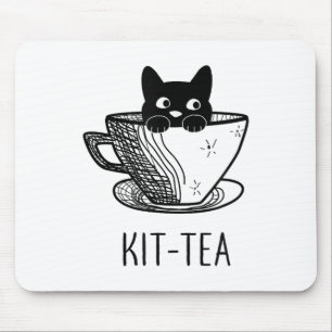 Grappige Zwarte Kat Kit-tea Grafische Mannen Vrouw Muismat