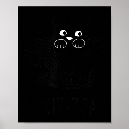 Grappige Zwarte Kat Kit-Thee Grafisch Poster (Voorkant)