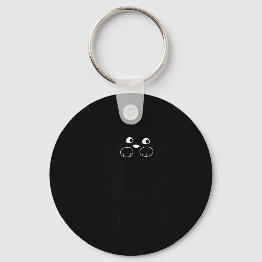 Grappige Zwarte Kat Kit-Thee Grafisch Sleutelhanger (Voorkant)